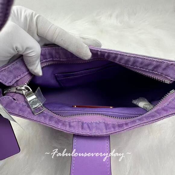 Coach Eliza Shoulder Bag In Denim/Silver/Iris CBR14 NWT - Picture 8 of 9